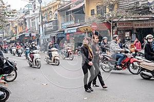 Crossing the streets of Hanoi